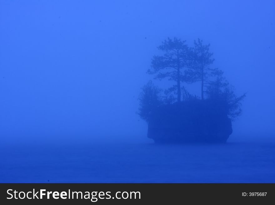 Island In The Fog On Lake Superior