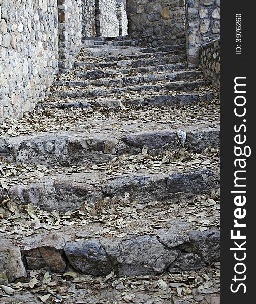 Ancient stone stairs at a rustic castle or mansion. Ancient stone stairs at a rustic castle or mansion