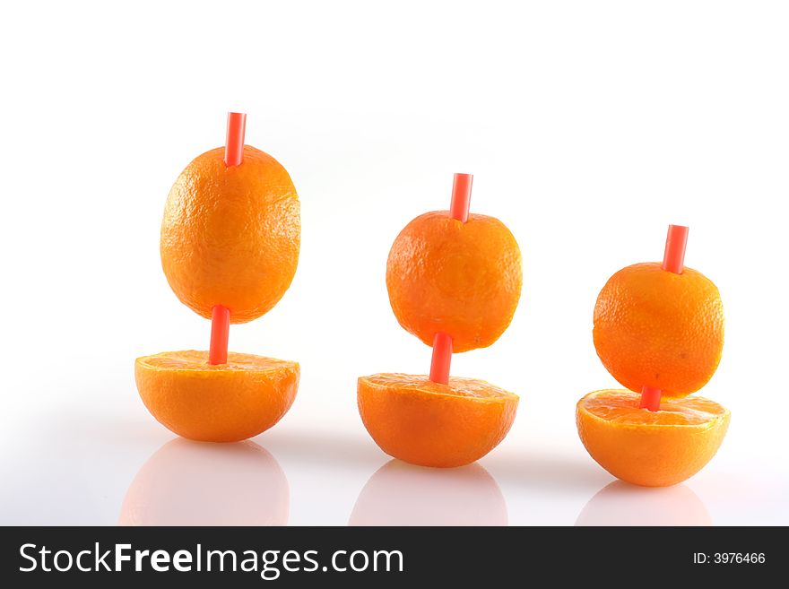 Image from creative series: boats of mandarins on brights background