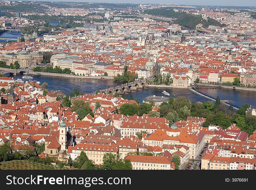 Aerial view about Prague, Czech Republic