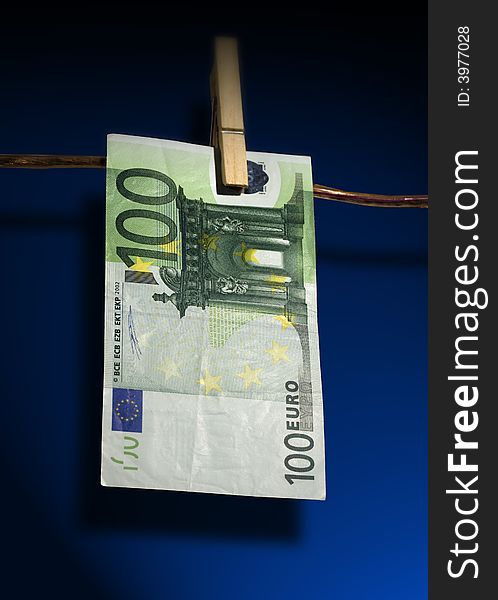 Euro banknote on the wire, illustration