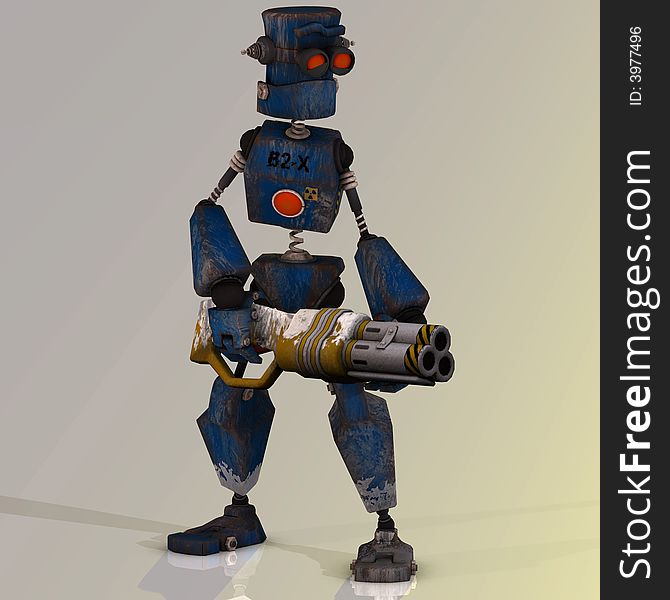 Funny Futuristic cartoon roboter with Clipping Path