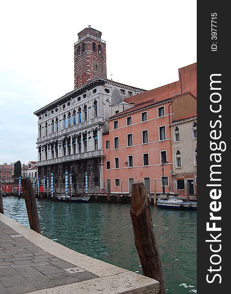 A characteristic canal with ancient buildings. A characteristic canal with ancient buildings