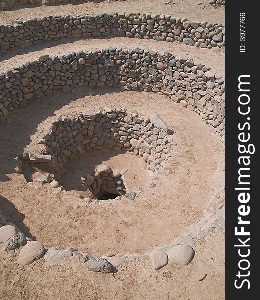 Ancient Nazca irrigation system in Peru