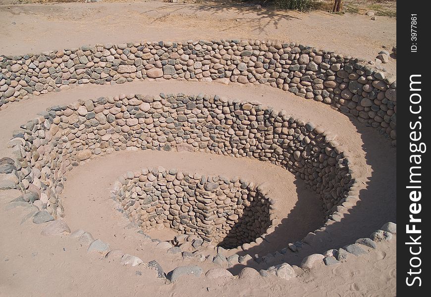 Ancient Nazca irrigation system in Peru