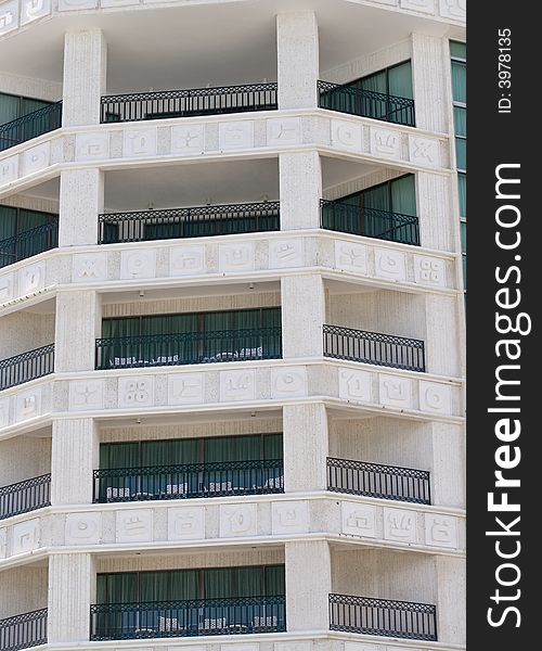 Large balconies to suites at a luxury resort hotel
