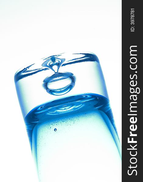 Bubble in blue bottom glass