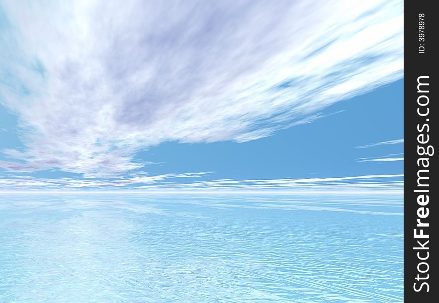Beautiful seascape in the morning. 3d image. Beautiful seascape in the morning. 3d image