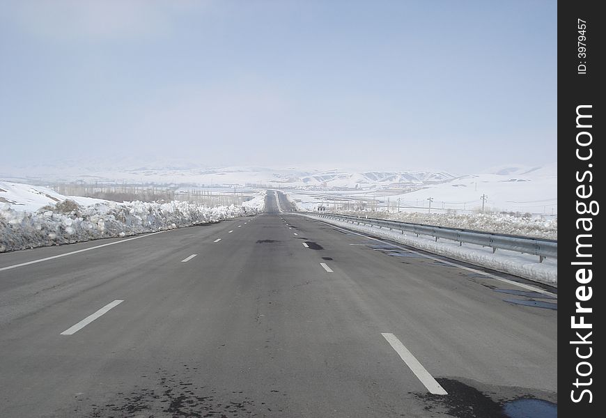 Snow endless road