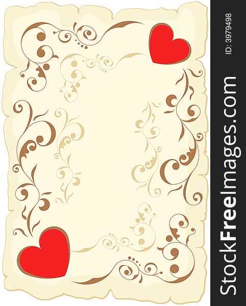 Vector illustration of love message paper