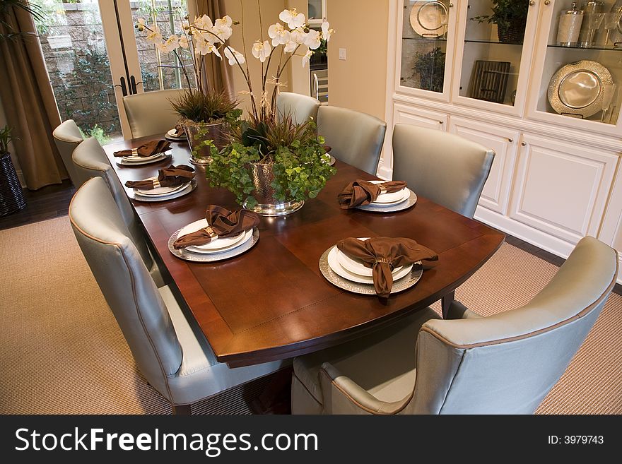 Luxury home dining table with modern decor. Luxury home dining table with modern decor.