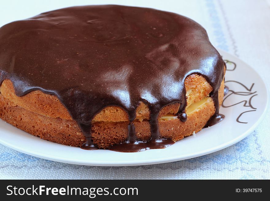 Boston Cream Pie on the table