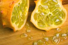 Juicy Horned Melon Halves Stock Photo Juicy Horned Melon Halves Stock Photo