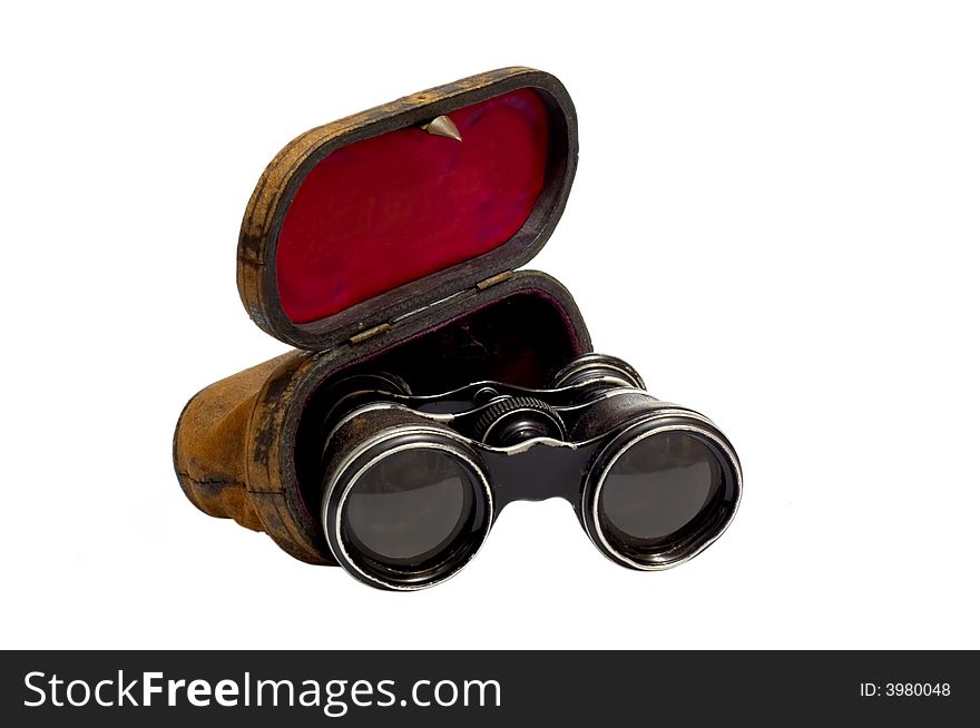 A vintage opera glasses with case