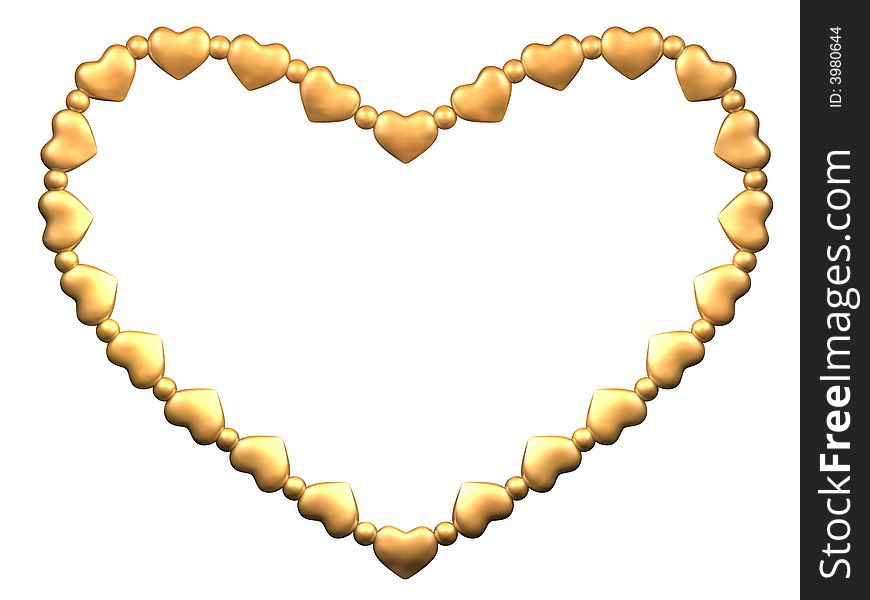 The heart made of small gold hearts and beads