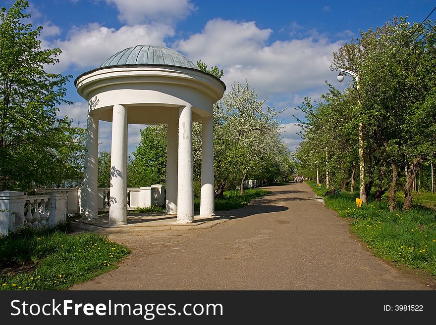 A photo of a park in summer days. A photo of a park in summer days