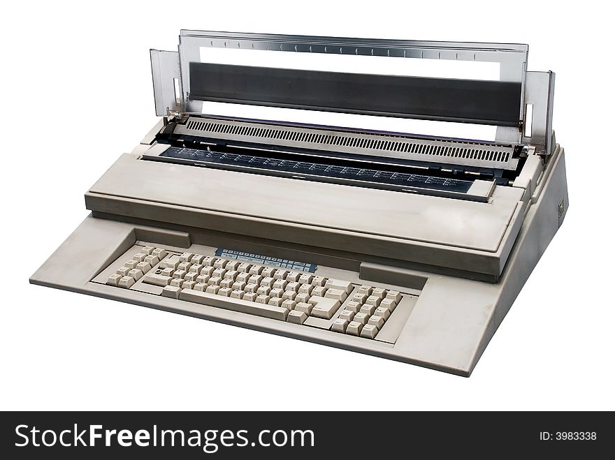 Old typewriter image on the white background