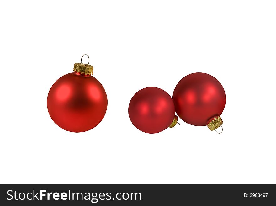 Red chrictmas balls isolated on white background