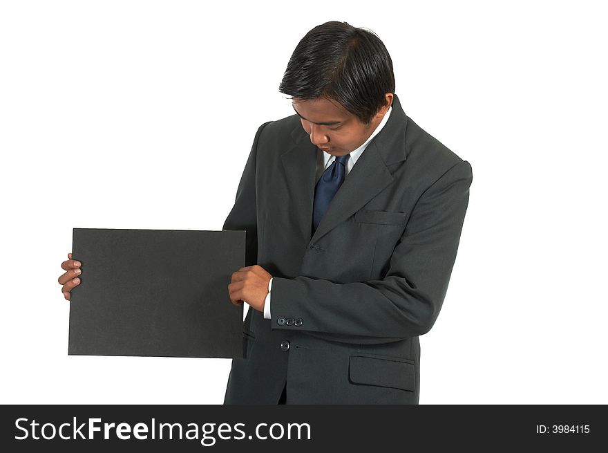 A picture of a businessman over a white background