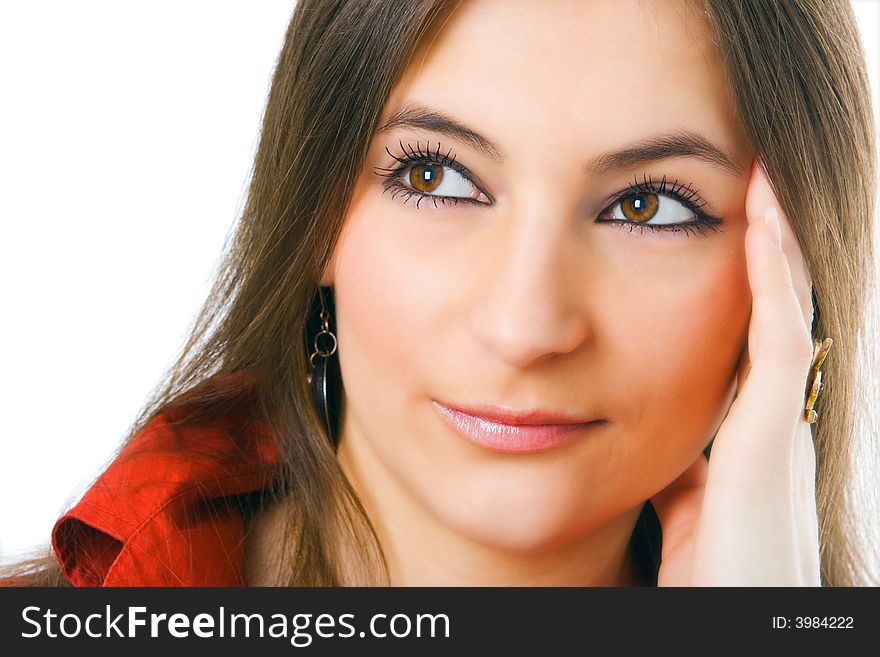 Beauty woman face on white