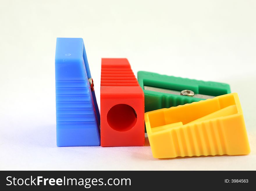 Colorful pencil sharpener with white background