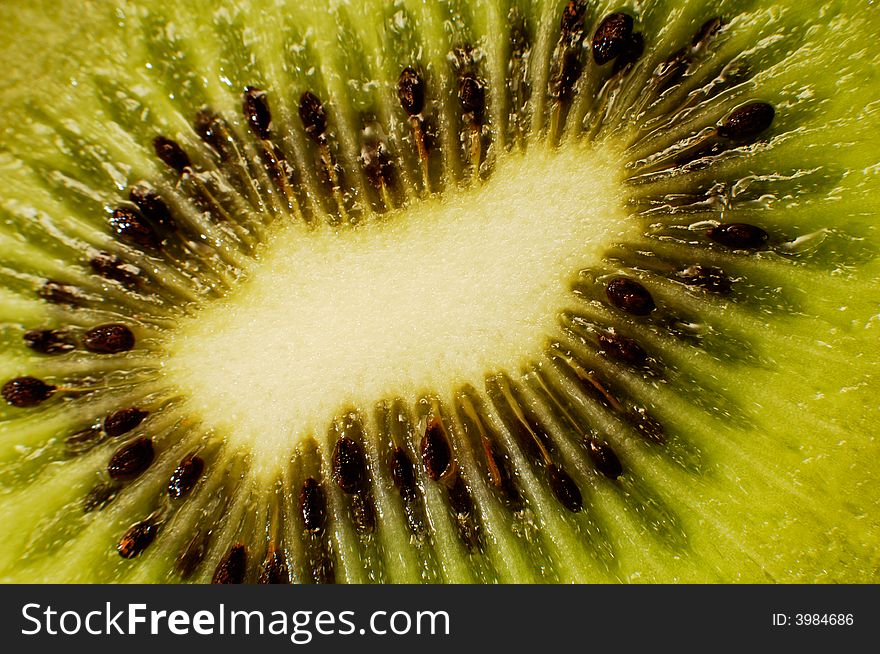 Detail of kiwi fruit with seeds. Detail of kiwi fruit with seeds