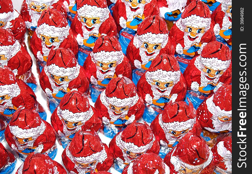 Santa Claus figures made from Chocolate