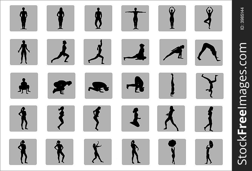 Active woman silhouettes - people vectors