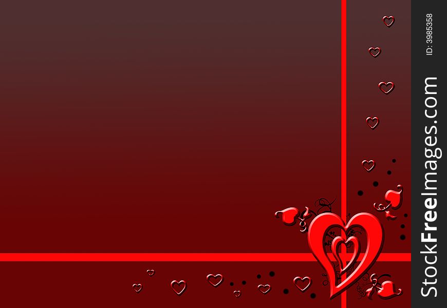 Red heart background for love