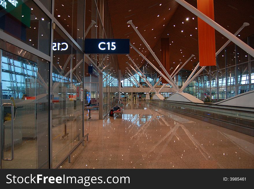 Departure and arrival gate of an international airport. Departure and arrival gate of an international airport.