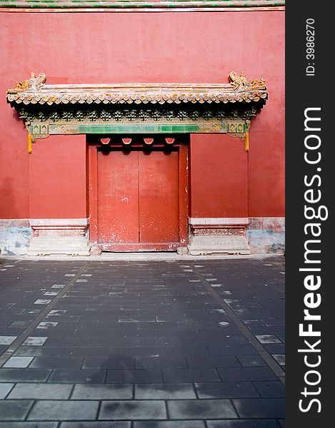 Top of a traditional chinese red wall. Top of a traditional chinese red wall.