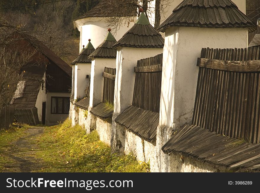 Historical regional architecture - wooden fence. Historical regional architecture - wooden fence