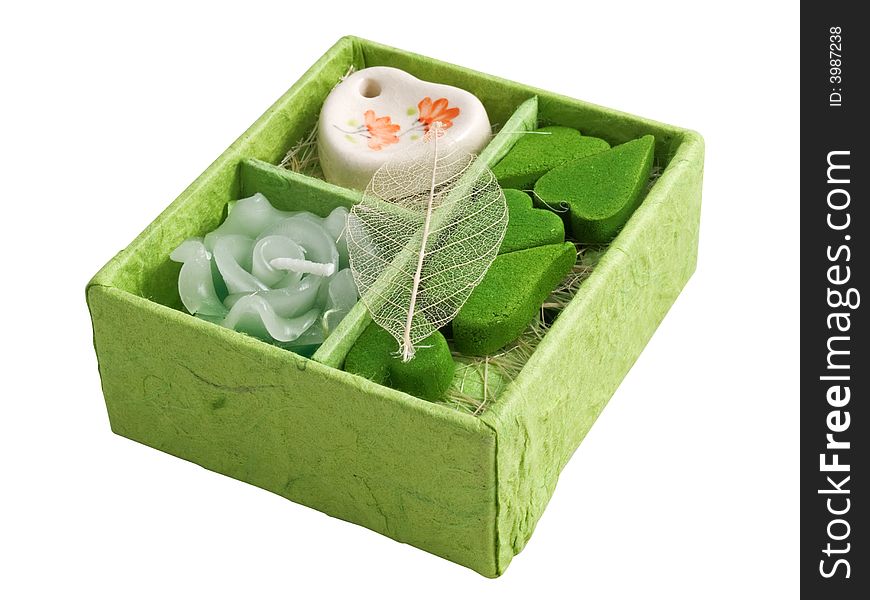 Green color's Gift a set of aromas in the form of heart green color. Green color's Gift a set of aromas in the form of heart green color