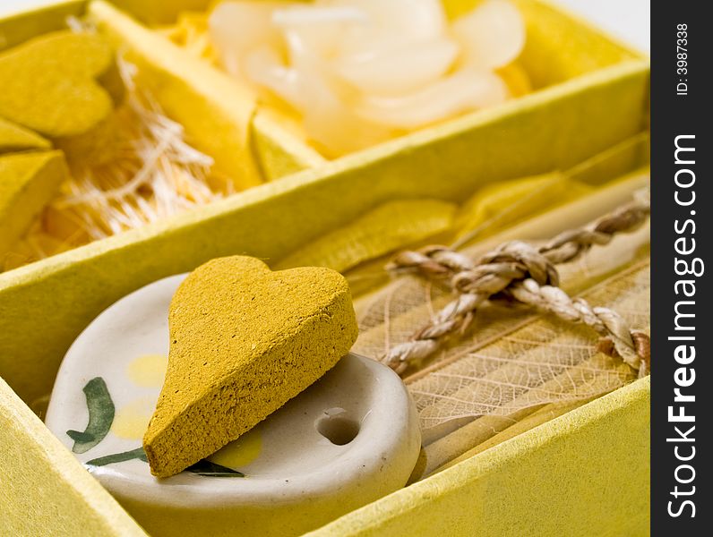 Yellow color's Gift a set of aromas in the form of heart. Yellow color's Gift a set of aromas in the form of heart