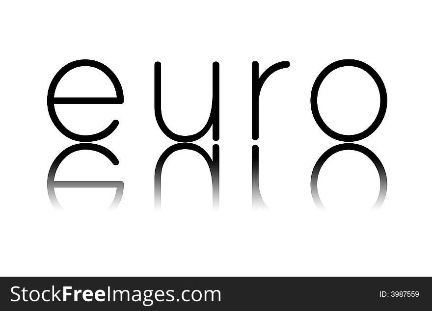 A Text based Illustration for the Euro with reflection