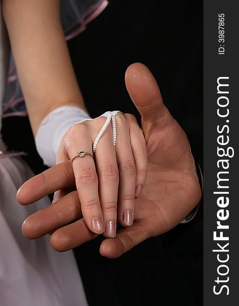 The two hands with a wedding rings