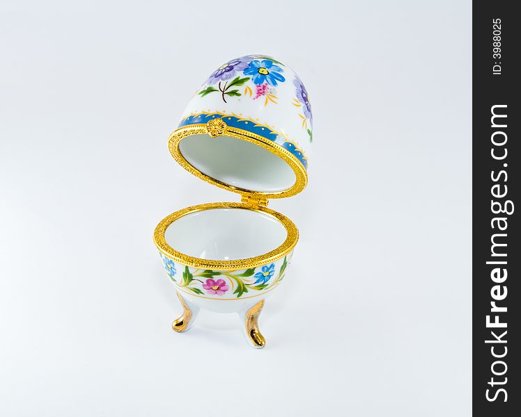 Modern egg a casket from porcelain made in China.
