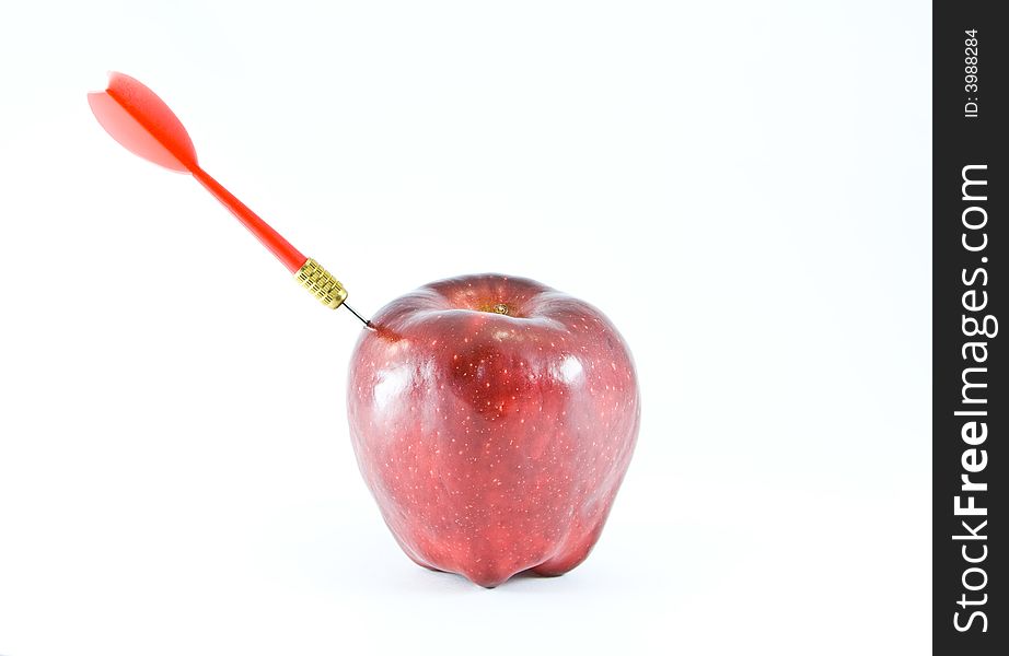 Apple with an arrow on white background