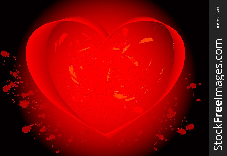 Red heart on a black background. Red heart on a black background