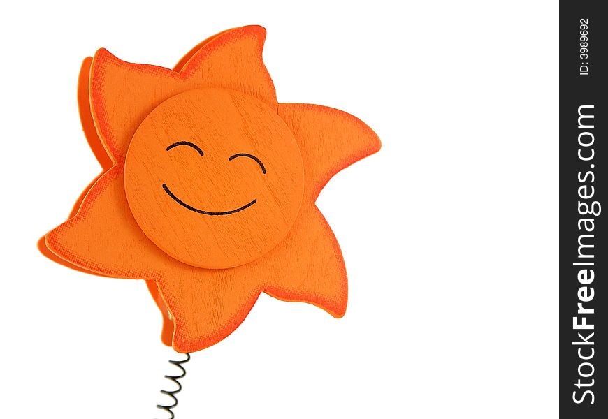 Funny, smiling orange flower on the white background. Funny, smiling orange flower on the white background