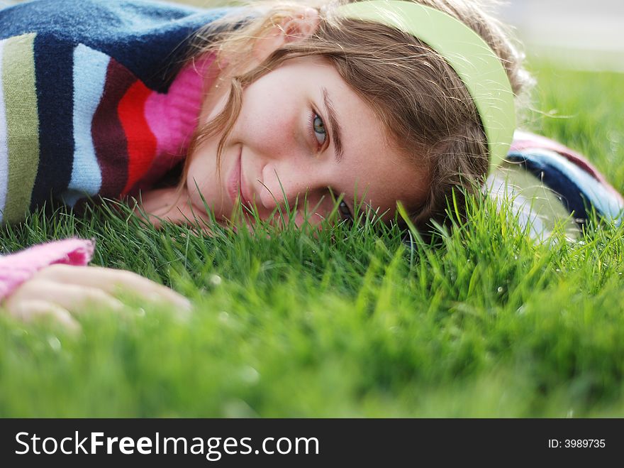 Young girl is enjoying herself at outdoor location