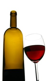 Glass And Bottle Of Red Wine Stock Photography Glass And Bottle Of Red Wine Stock Photography