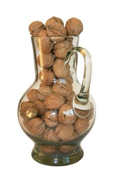 Handful Of Walnuts In A Glass Decante Royalty Free Stock Photo