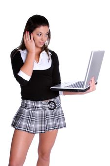 Laptop Phone Girl Stock Images Laptop Phone Girl Stock Images