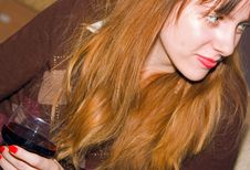 Pretty Girl Relaxed Having A Drink At Home Stock Images Pretty Girl Relaxed Having A Drink At Home Stock Images