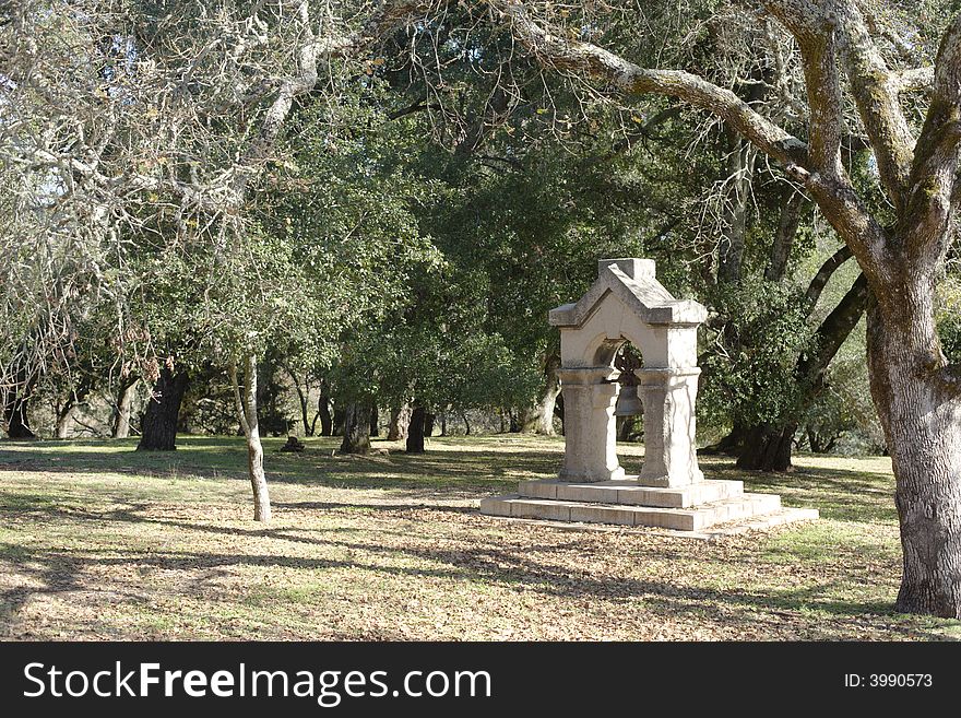 An Old Bell in an Oak Grove in the Napa Valley