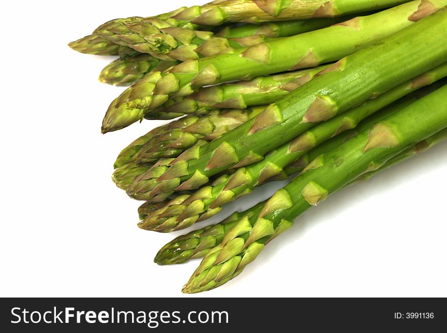 A Bunch Of Asparagus On A White Background