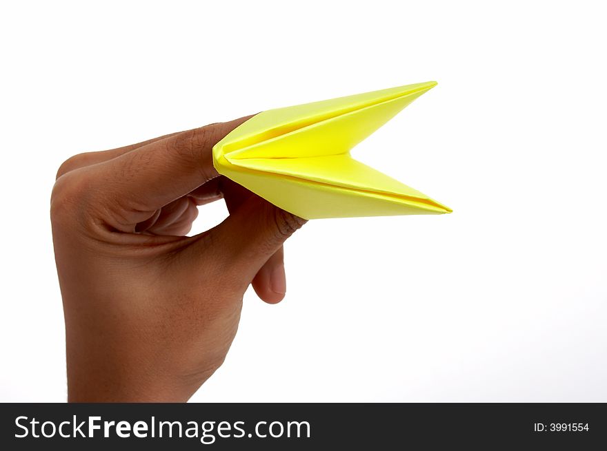 Folding a piece of paper over a white background. Folding a piece of paper over a white background