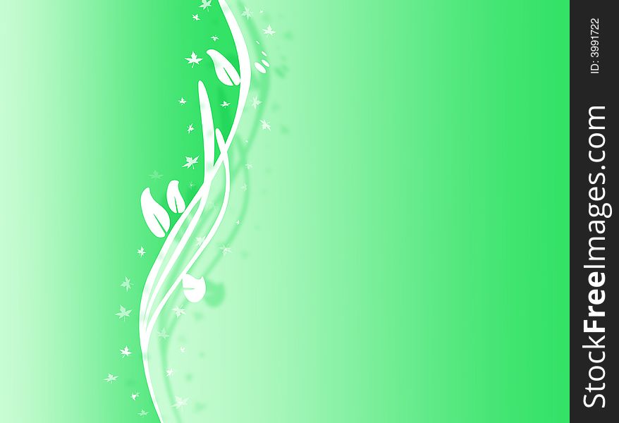 Colorful green background with white floral decoration. Colorful green background with white floral decoration