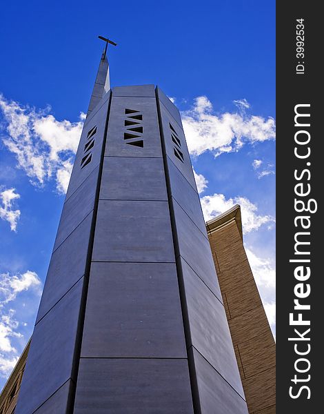 A  Catholic church tower in Tokyo, Japan with the sky as background